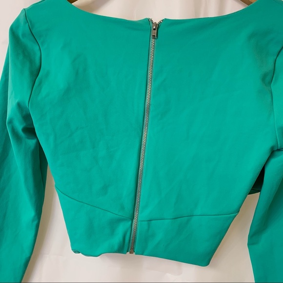 Bebe Mint Green Crossover Crop Top Long Sleeve - Picture 5 of 12